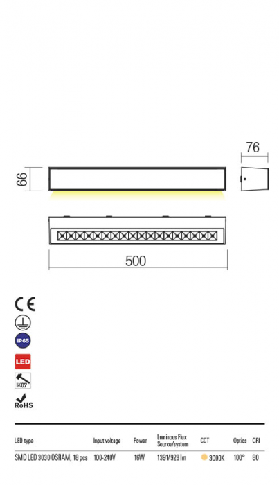 90255 Aplica REDO AROOS LED 16W 928lm 3000K IP65 Aluminiu Turnat Corten Optics 100° CRI 80 [2]