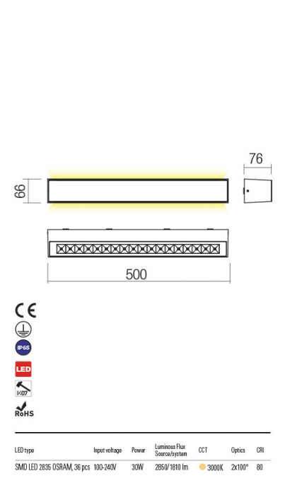 R90264 Aplica REDO AROOS LED 30W 1810lm 3000K IP65 Aluminiu Turnat Corten Optics 2x100° CRI 80 [2]