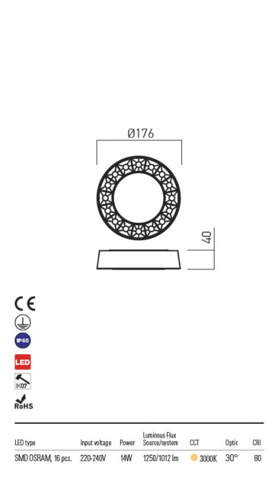 R90265 Plafoniera REDO OKU LED 12W 958lm 3000K IP65 Aluminiu turnat SAND WHITE CRI 80 [2]