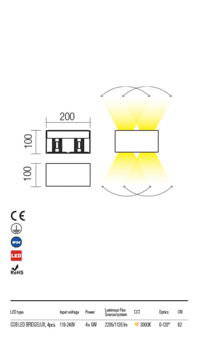 R90300 Aplica REDO VARY LED 4X5W 1120lm 3000K IP54 Aluminiu Turnat Sand White Optics 0/90° CRI 82 [2]