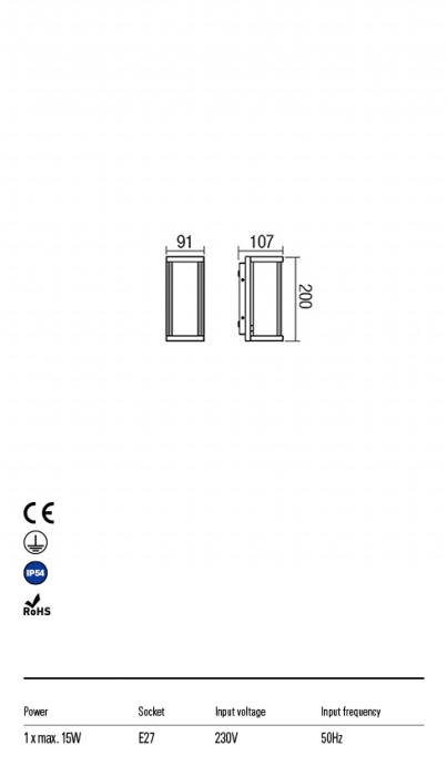 R9106 Aplica REDO VITRA E27 1 x 15W IP54 Aluminiu turnat [2]
