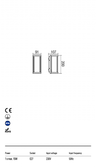 R9107 Aplica REDO VITRA E27 1 x 15W IP54 Aluminiu turnat [2]