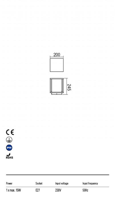 R9109 Stalpisor REDO VITRA E27 1 x 15W IP54 Aluminiu turnat [2]
