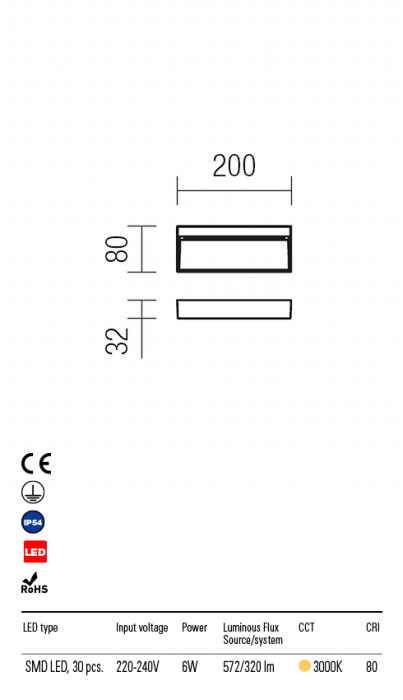 R9153 Aplica  EVEN LED 6W 320lm 3000K IP54 Aluminiu turnat DARK GREY CRI 80 [2]