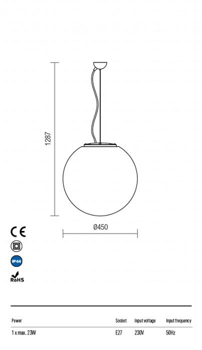 R9975 Suspensie  BALOO E27 1 x 23W IP44 Aluminiu turnat [2]