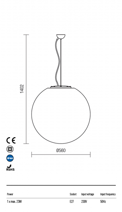 R9976 Suspensie  BALOO E27 1 x 23W IP44 Aluminiu turnat [2]