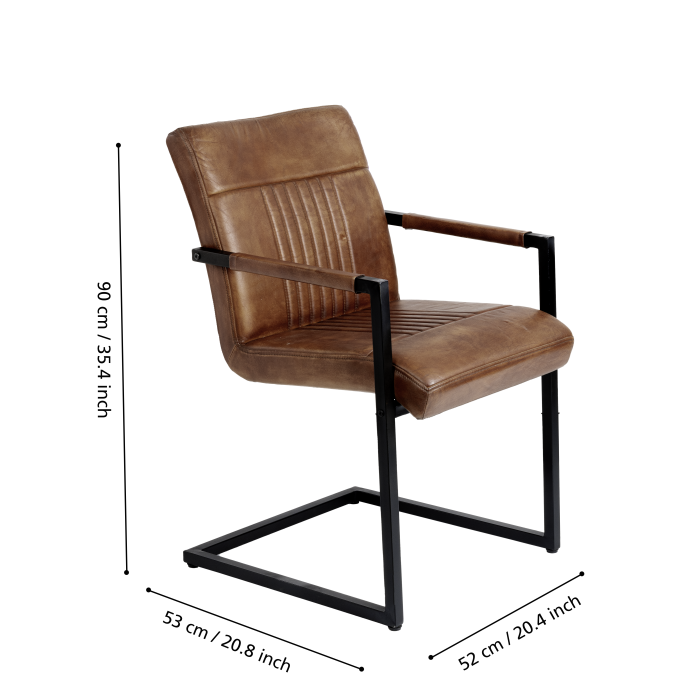 Scaun YAMATSURI 424757, piele, maro, metal negru [4]