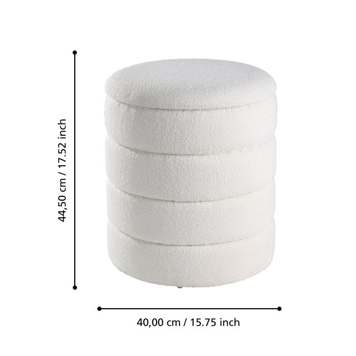 Set 2 Tabureti EGLO AMPAHAKA 424125 Poliester Alb Spuma Metal Ø400x445 mm [3]
