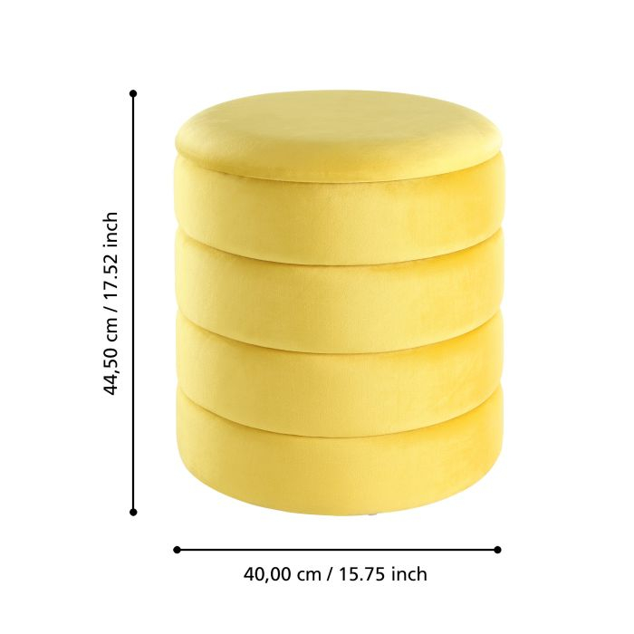 Set 2 Tabureti EGLO AMPAHAKA 424127  Catifea Poliester Galben Spuma Metal Ø400x445 mm [3]