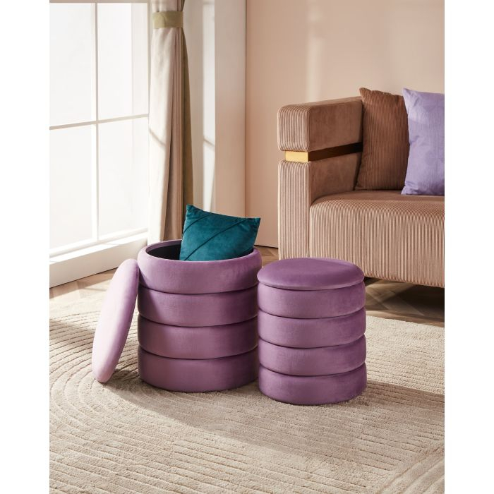Set 2 Tabureti EGLO AMPAHAKA 424128 Catifea Poliester Violet Spuma Metal Ø400x445 mm [5]