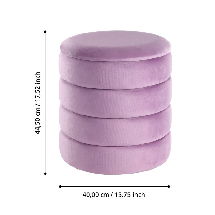 Set 2 Tabureti EGLO AMPAHAKA 424128 Catifea Poliester Violet Spuma Metal Ø400x445 mm [3]