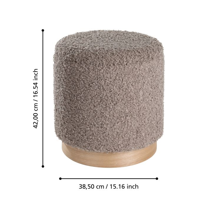 Set 2 Tabureti EGLO MASHIKE 424141 Poliester Gri Spuma Furnir lemn Ø400x445 mm [3]