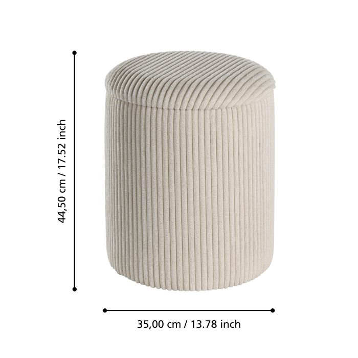 Set 2 Tabureti EGLO VAVATENINA 424138 Poliester Crem Spuma Metal Ø350x445 mm [3]