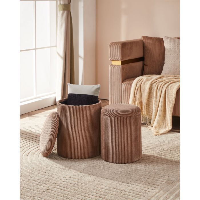 Set 2 Tabureti EGLO VAVATENINA 424139 Poliester Maro Spuma Metal Ø350x445 mm [4]