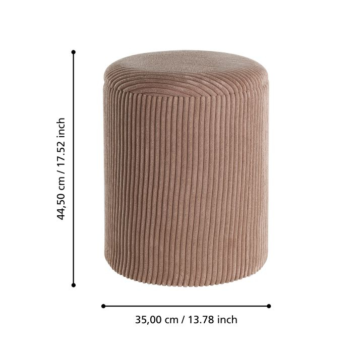 Set 2 Tabureti EGLO VAVATENINA 424139 Poliester Maro Spuma Metal Ø350x445 mm [3]