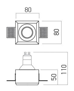 GSS11RD Spot incastrat patrat Gypsum 80x80mm GU10 [2]