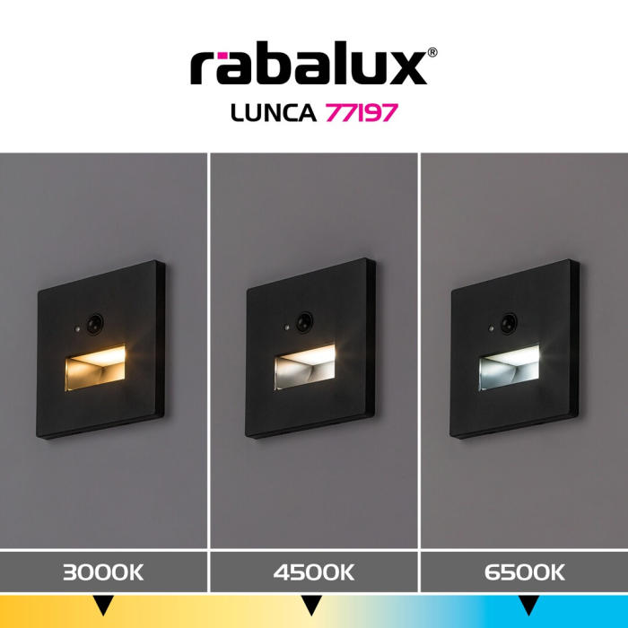 Spot incastrat trepte Rabalux Lunca LED 1W 15lm 3000K, 4500, 6500K plastic black stil minimal, IP20 77197 [8]