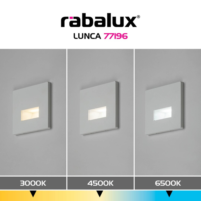 Spot incastrat trepte Rabalux Lunca LED 1W 50lm 3000K, 4500, 6500K plastic white stil minimal, IP20 77196 [8]