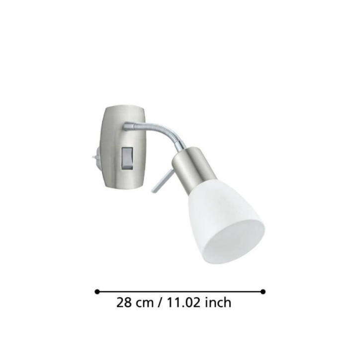Spot priză de veghe DAKAR 3 92935, E14, 1X25W, IP20, oțel, nichel mat, crom, plastic, alb [3]