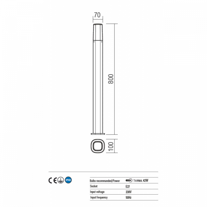 Stalp exterior Crayon 9078 Maro Inchis E27 1x42W IP44 [2]