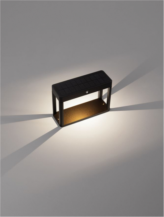 Stalp exterior solar cu senzor Nova Luce BERNI 9030565 LED 1.70W 3000K 88lm Sandy Black Die-Casting Aluminium & Clear Glass   IP65 [4]