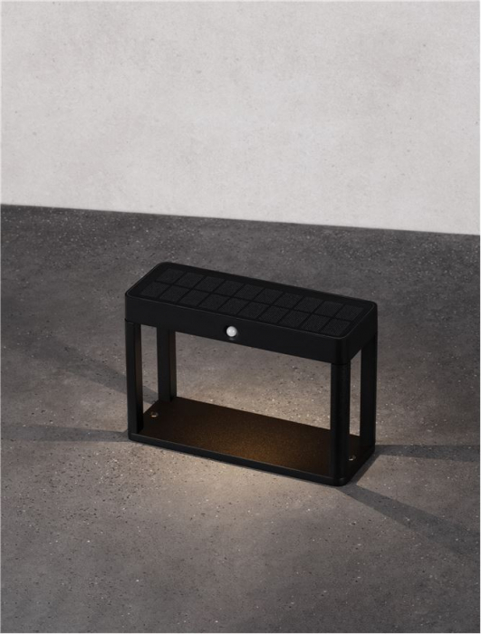 Stalp exterior solar cu senzor Nova Luce BERNI 9030565 LED 1.70W 3000K 88lm Sandy Black Die-Casting Aluminium & Clear Glass   IP65 [6]