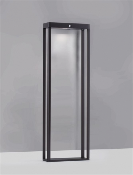Stalp exterior solar cu senzor Nova Luce BERNI 9030567 LED 1.70W 3000K 108lm Sandy Black Die-Casting Aluminium & Clear Glass   IP65 [3]