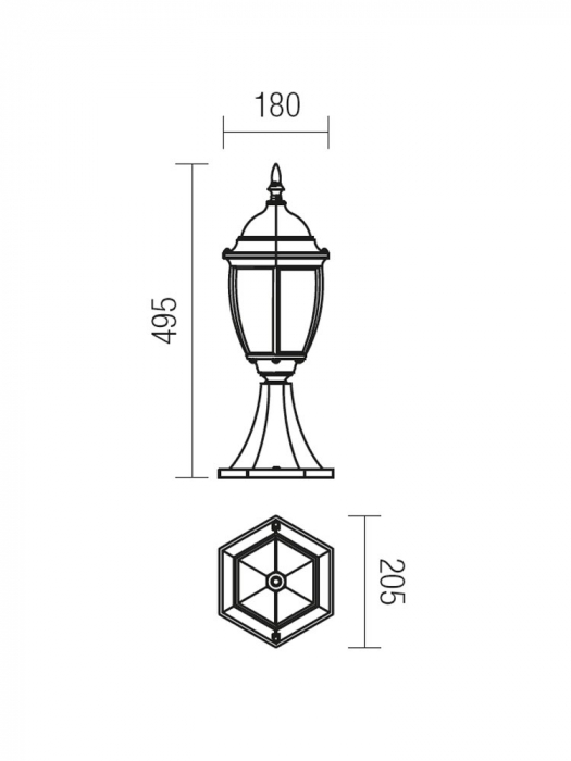 Stalp H495 SMARTER SEVILLA 9606 E27 1x42W Aluminiu Turnat Negru antic/patina aur IP44 [2]