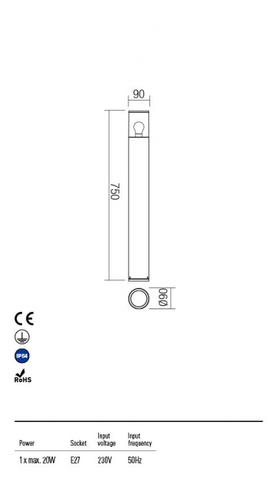 Stalp Redo FRED 90048 Maro inchis E27 1x20W   IP54 [2]