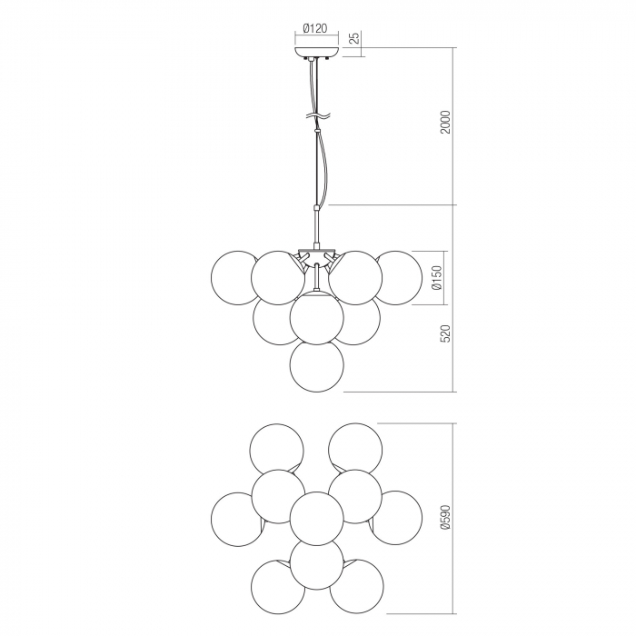 Suspensie Agape 01-2940, 10 x E14, auriu + transparent [2]