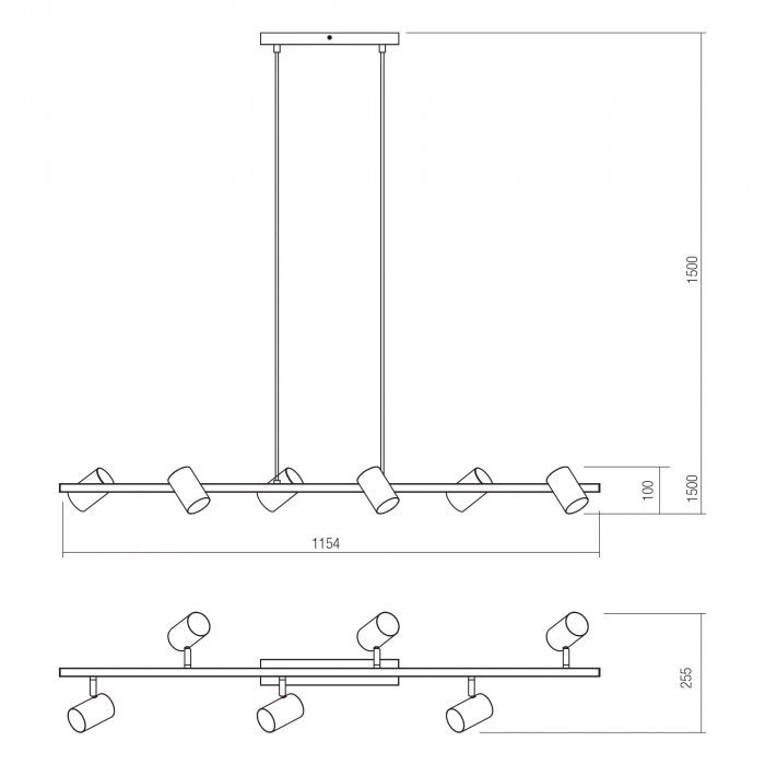 Suspensie Crius 04-541, 6 x GU10, negru + alama [2]