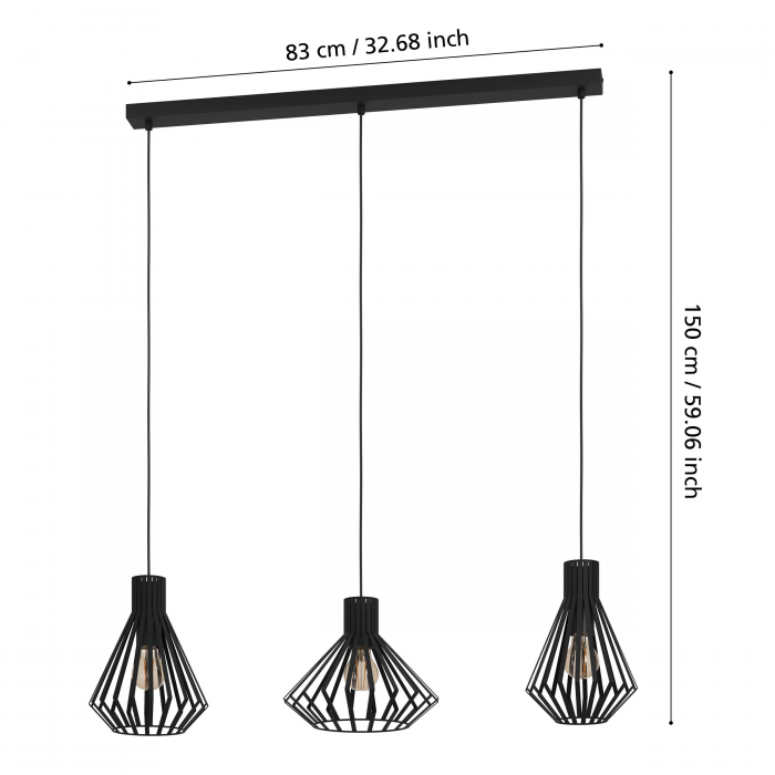 Suspensie EGLO Basidano E27 3x40W  lm Otel Black IP20 [3]