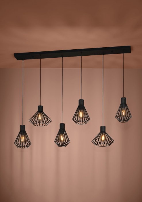 Suspensie EGLO Basidano E27 6x40W  lm Otel Black IP20 [2]