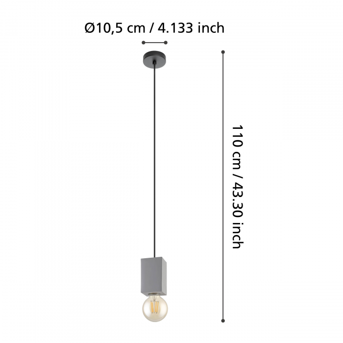 Pendul Eglo Prestwick, negru, 1XE27, H. 110 cm, 43597 [3]
