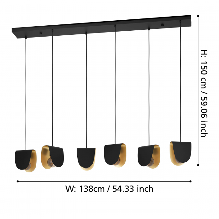 Lustra EGLO SERENARA 390184, E27 6X40W, Negru, Auriu [2]
