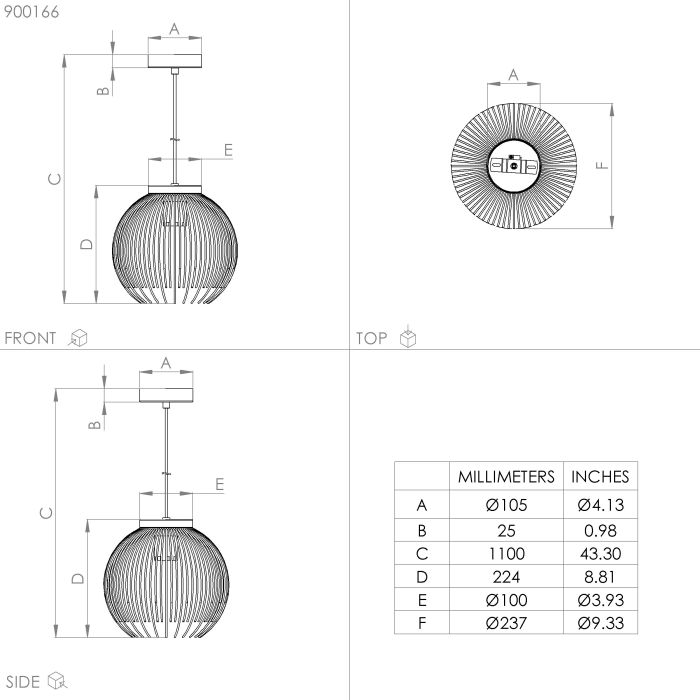 Suspensie EGLO VENEZUELA 900166 E27 1x40W Ø235 Negru Auriu [3]