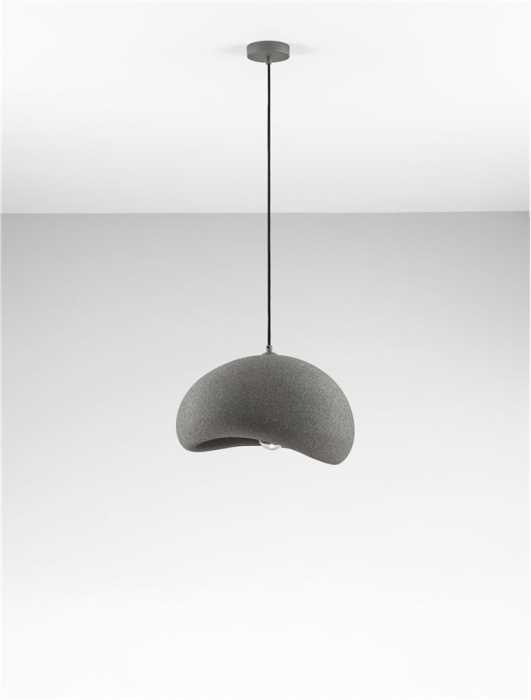 Suspensie Nova Luce 9002671 AERE E27 1x12W  Polyurethane & Resin Stone Gray 400mm x 320mm IP20 [3]