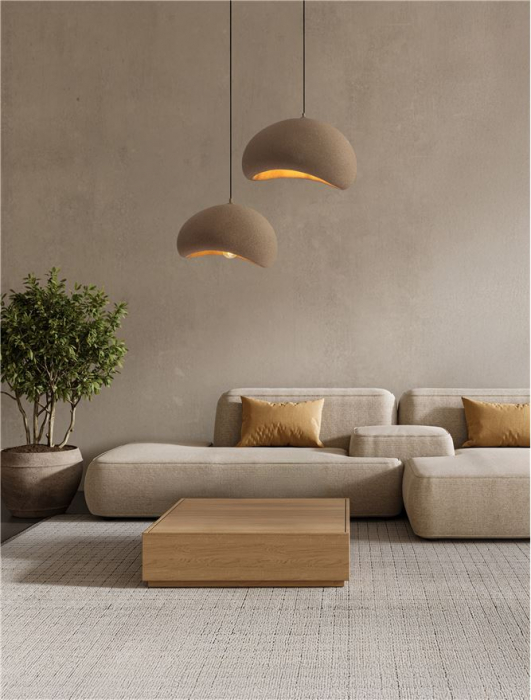 Suspensie Nova Luce 9002672 AERE E27 1x12W  Polyurethane & Resin Stone Brown 400mm x 320mm IP20 [2]