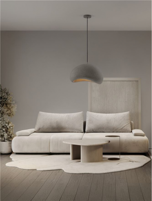 Suspensie Nova Luce 9002673 AERE E27 1x12W  Polyurethane & Resin Stone Gray 500mm x 400mm IP20 [2]