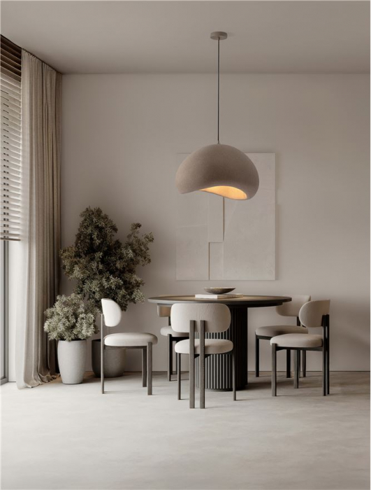 Suspensie Nova Luce 9002676 AERE E27 1x12W  Polyurethane & Resin Stone Brown 600mm x 480mm IP20 [2]