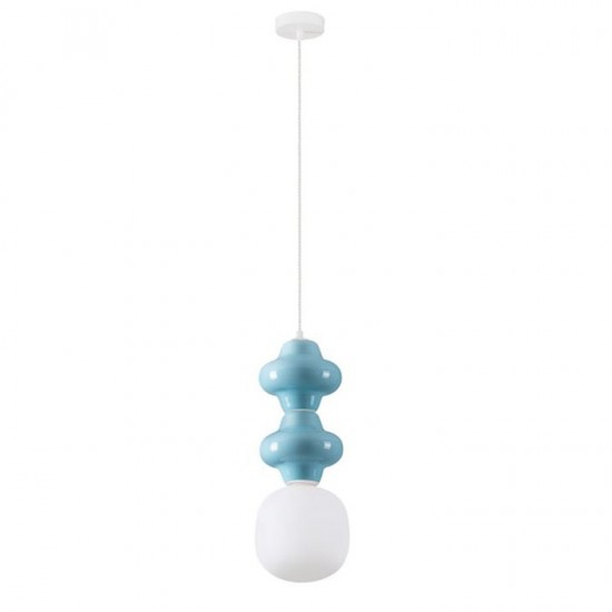 Pendul Nova Luce CLIO 9009113 Matt White Metal Base Blue Ceramic & Acid Opal Glass E14 1x5W IP20 [1]