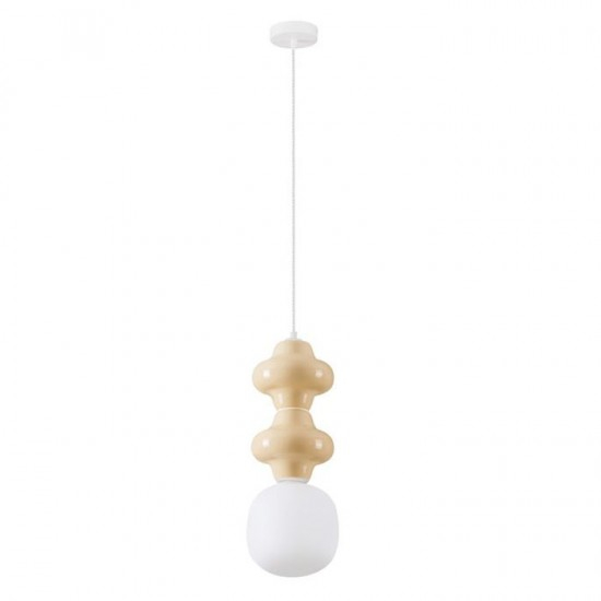 Pendul Nova Luce CLIO 9009110 Matt White Metal Base Yellow Ceramic & Acid Opal Glass E14 1x5W IP20 [1]