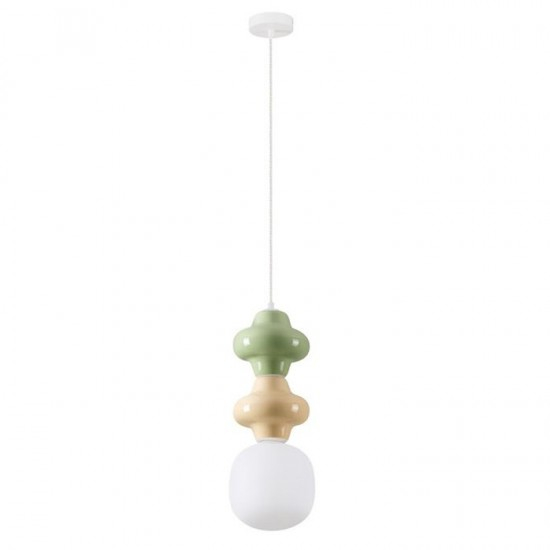 Pendul Nova Luce CLIO 9009117 Matt White Metal Base Green & Yellow Ceramic & Acid Opal Glass E14 1x5W IP20 [1]