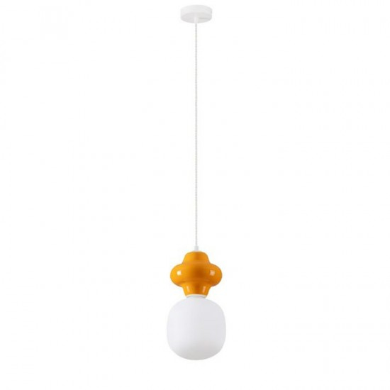 Pendul Nova Luce CLIO 9009109 Matt White Metal Base Orange Ceramic & Acid Opal Glass E14 1x5W IP20 [1]