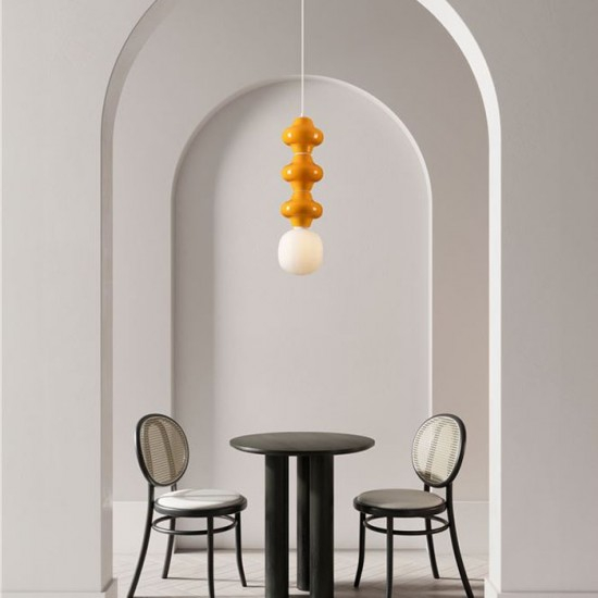 Pendul Nova Luce CLIO 9009120 Matt White Metal Base Orange Ceramic & Acid Opal Glass E14 1x5W IP20 [2]