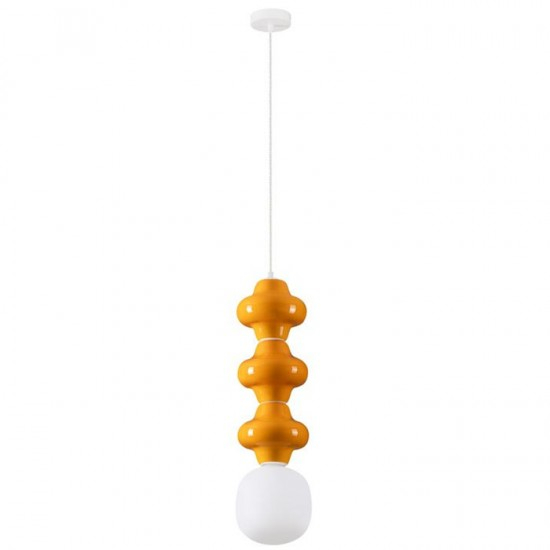 Pendul Nova Luce CLIO 9009120 Matt White Metal Base Orange Ceramic & Acid Opal Glass E14 1x5W IP20 [1]