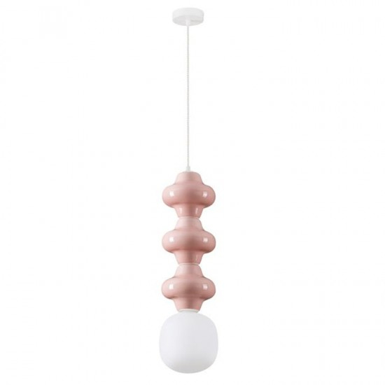 Pendul Nova Luce CLIO 9009121 Matt White Metal Base Pink Ceramic & Acid Opal Glass E14 1x5W IP20 [1]
