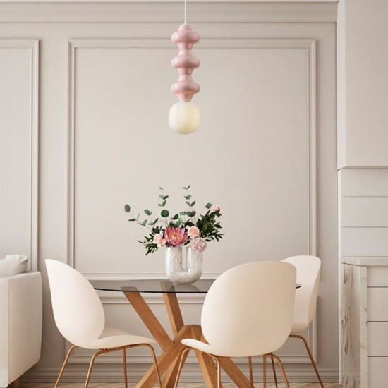 Pendul Nova Luce CLIO 9009121 Matt White Metal Base Pink Ceramic & Acid Opal Glass E14 1x5W IP20 [2]