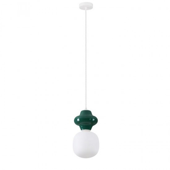 Pendul Nova Luce CLIO 9009107 Matt White Metal Base Jasper Ceramic & Acid Opal Glass E14 1x5W IP20 [1]