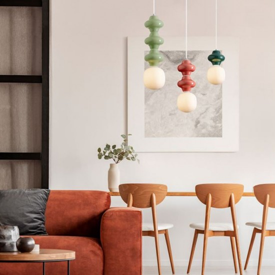 Pendul Nova Luce CLIO 9009107 Matt White Metal Base Jasper Ceramic & Acid Opal Glass E14 1x5W IP20 [2]
